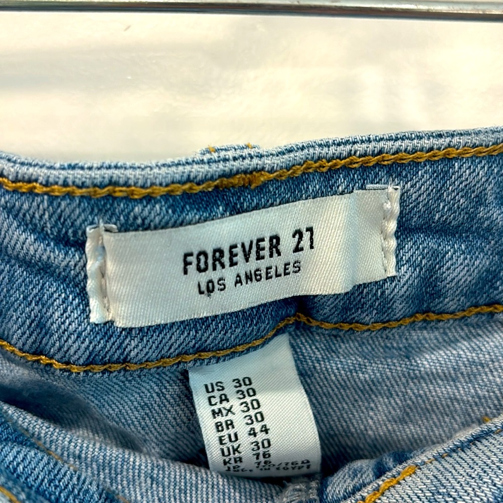 Forever 21 Distressed Denim Mini Skirt | Size 30 | Y2K Summer (NWOT) - Picture 2 of 5